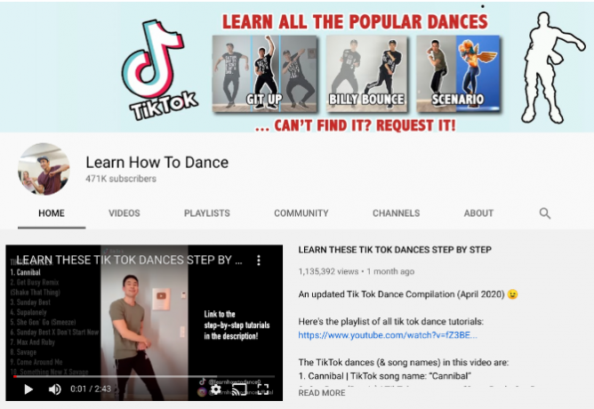 Lær hvordan du danser YouTube-kanalen har detaljerte opplæringsprogrammer for fortnite-danser, tiktok-danser og andre trending dansetrinn