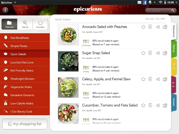 Epiculous: En gratis oppskrifts- og handleliste-app [iOS, WebOS, Android + More] quicksalads