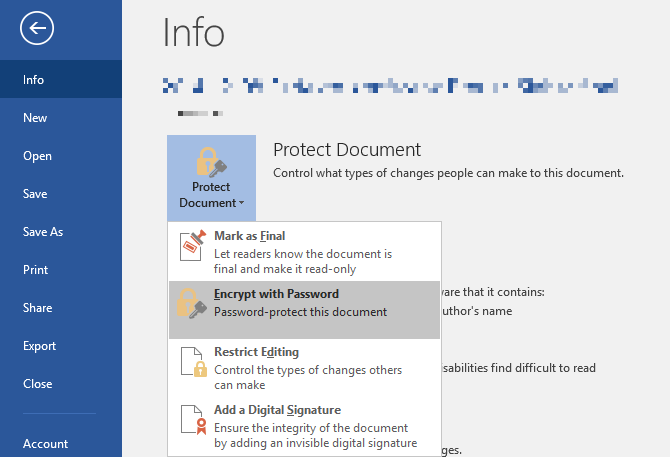 Microsoft Word-krypteringsfil med passord
