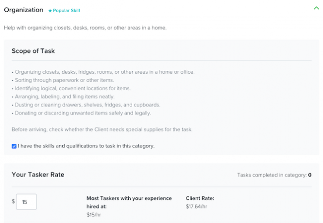 TaskRabbit-jobber i kategorien Organisasjon