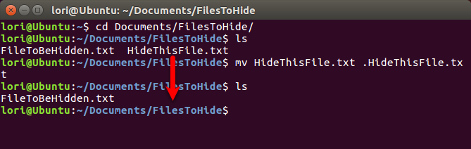 Skjul en fil ved å bruke terminalen i Linux