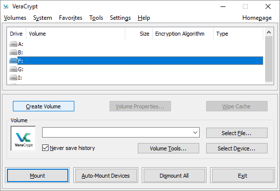 VeraCrypt Mount Drive