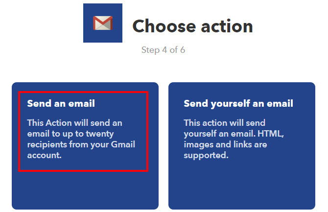 ifttt send en e-posthandling