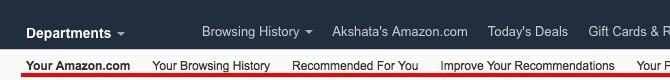 Amazon menylinje
