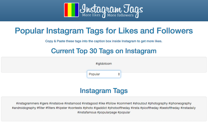 Beste Instagram-verktøy InstagramTags