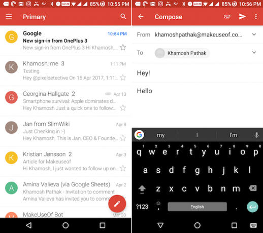 gmail-app send en ny e-post