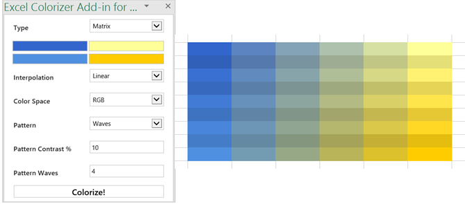 behagelige regneark Microsoft Excel add-in colorizer