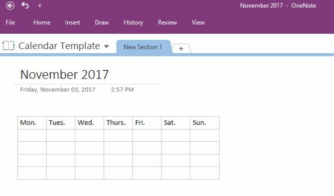 opprett onenote-kalendermal