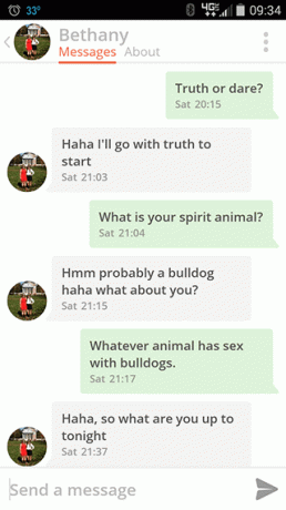Spirit animal Tinder pickup line.