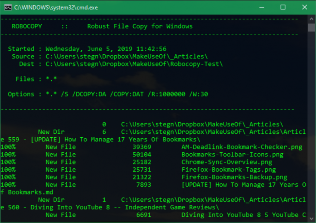 Robocopy Windows-eksempel