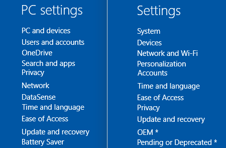 Windows 10 zPC-innstillinger Vs. PC-innstillinger