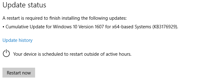 Windows 10-oppdateringsstatus