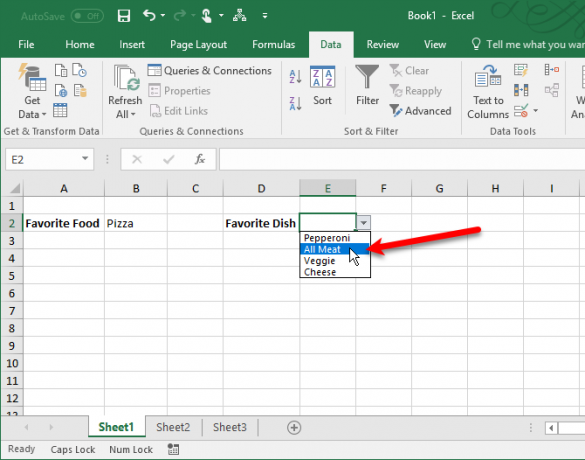 legg til en rullegardinliste med excel-liste