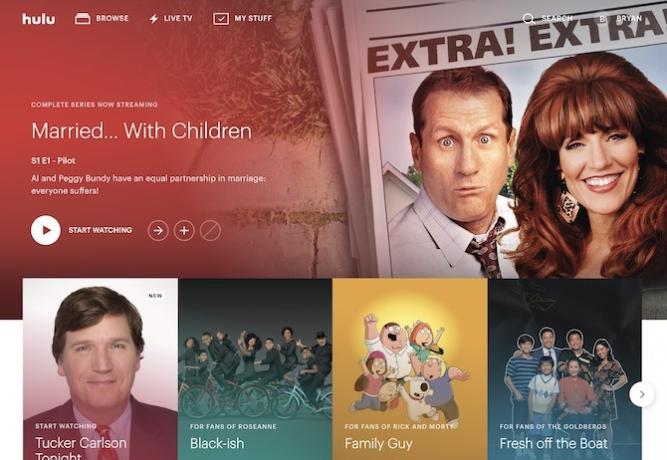 Hulu Live TV hovedskjerm