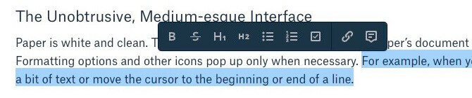 Dropbox Paper Formatting Toolbar Screenshot