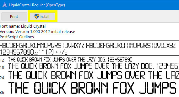 installer font