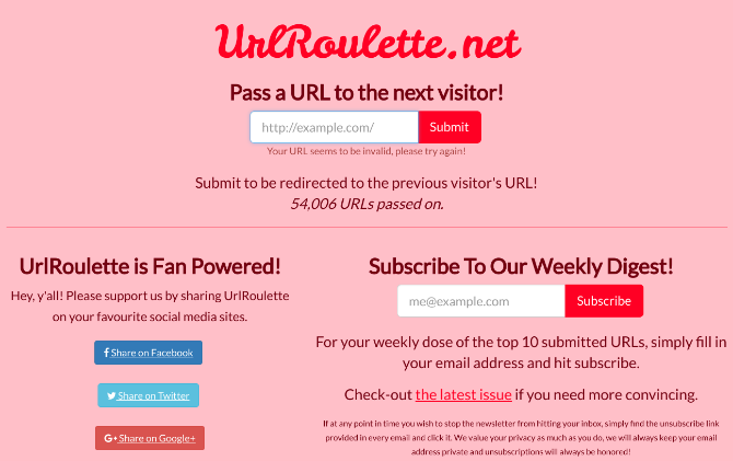 URL-roulette, snuble etter alternativ