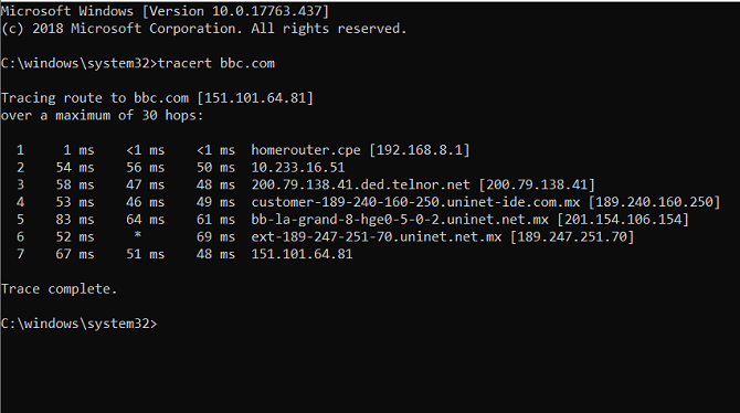 tracert bbc ip-adresse