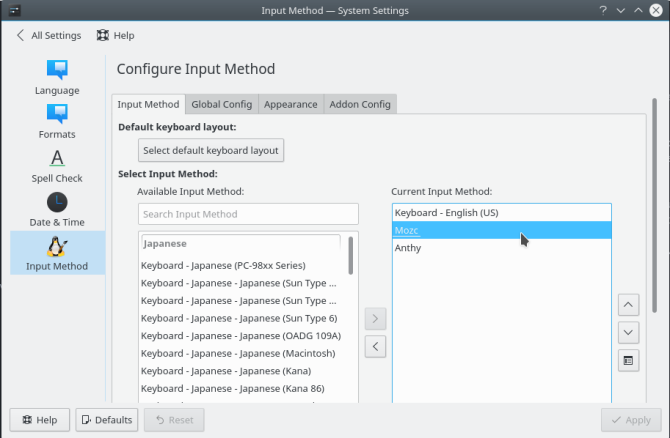 kde regional config inndatametode