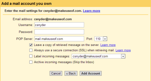 gmail pop e-post