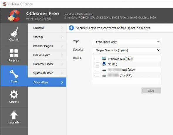 6 CCleaner-tips og triks for effektiv rengjøring av datamaskinen 04 CCleaner Drive Wiper