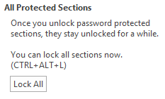 OneNote 2013 Lås alle passordbeskyttede mapper