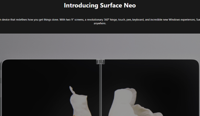 Microsoft Surface Neo-produktsiden etter forsinkelsen
