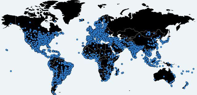 Necurs Botnet infeksjonskart