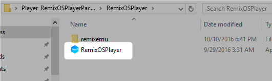 Kjør Remix OS Player ZIP-mappe