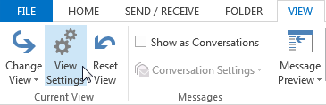 Fanen Innstillinger for Outlook Current View