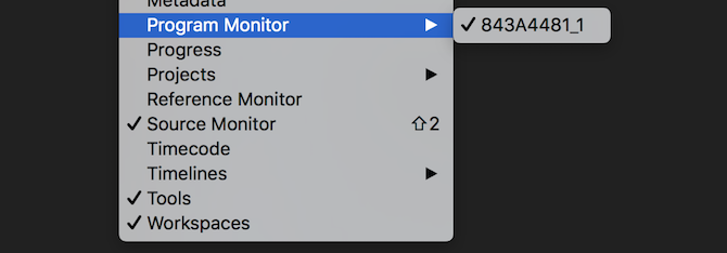 Premiere Pro-programmonitormenyelementer