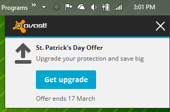 Avast - oppgraderer popup