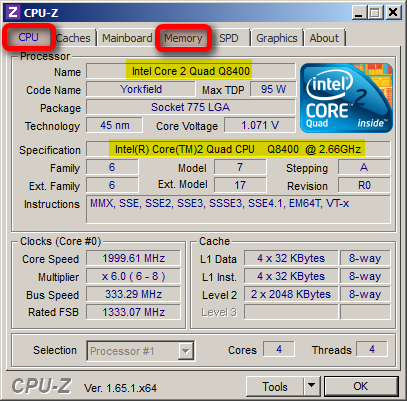 CPU-Z systeminformasjon