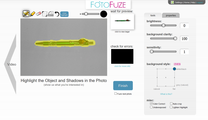 FotoFuze-grensesnitt