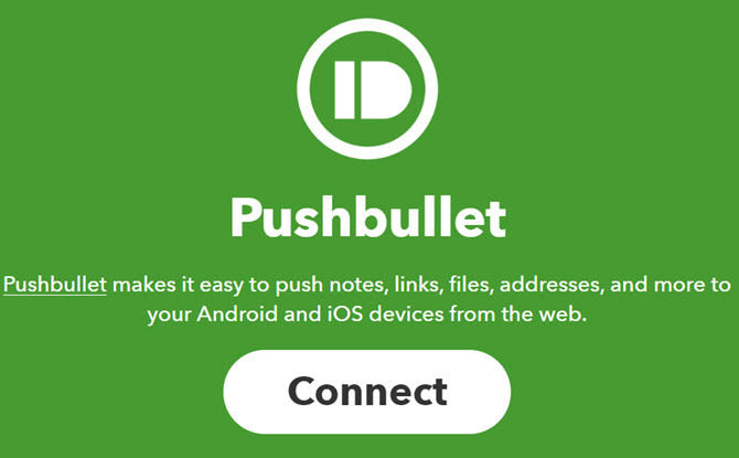 Pushbullet kobles til IFTTT