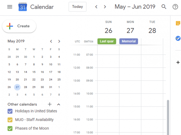 Google Kalender faser Månen