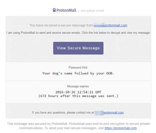 ProtonMail kryptert melding sendt