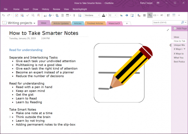 skissert i OneNote 2016