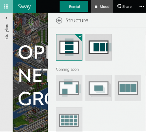 Innstillinger for Microsoft Sway Structure