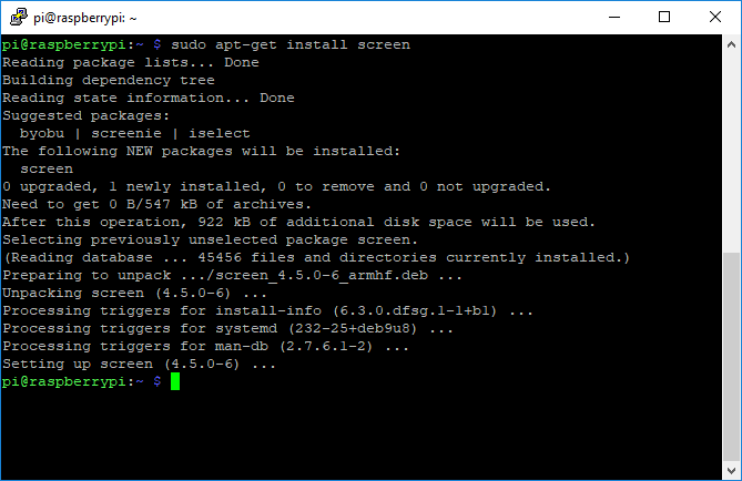 GNU-skjermterminalinstallasjon Apt