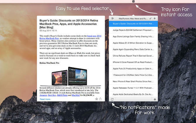 Mac RSS Readers menylinjeapp