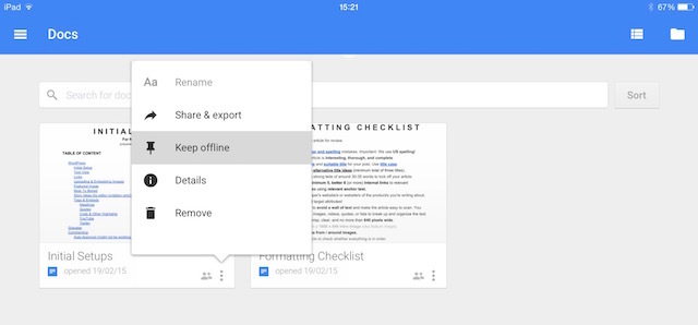 offline dokumenter ipad