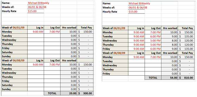 timesheet mal spor timer hver ukes grunnleggende excel