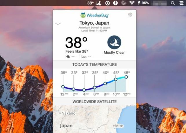 weatherbug-Mac menylinjeapplikasjoner