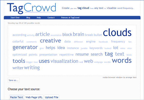 Kreative bruksområder - Word clouds