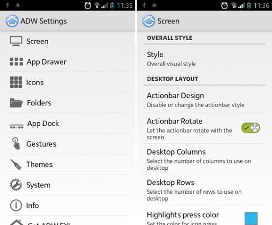 adw launcher for Android