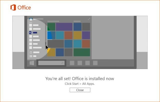 Office 2016 installert