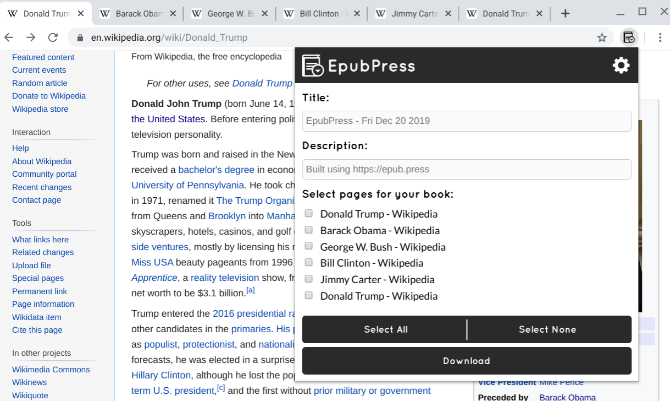 Lag en offline ebok med flere Wikipedia-koblinger med EpubPress