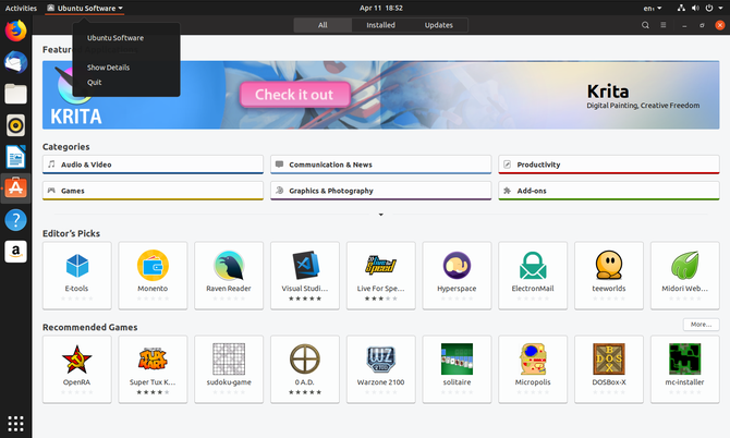 Ny GNOME-appmeny i Ubuntu 19.04