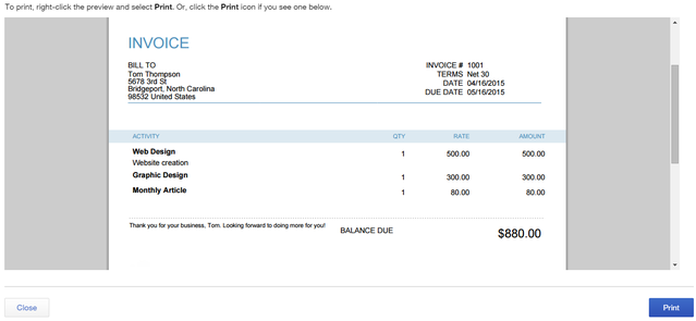 5 QuickBooks Online - faktura forhåndsvisning